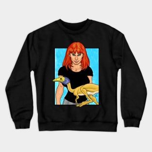 Girl With Pet Dinosaur Crewneck Sweatshirt